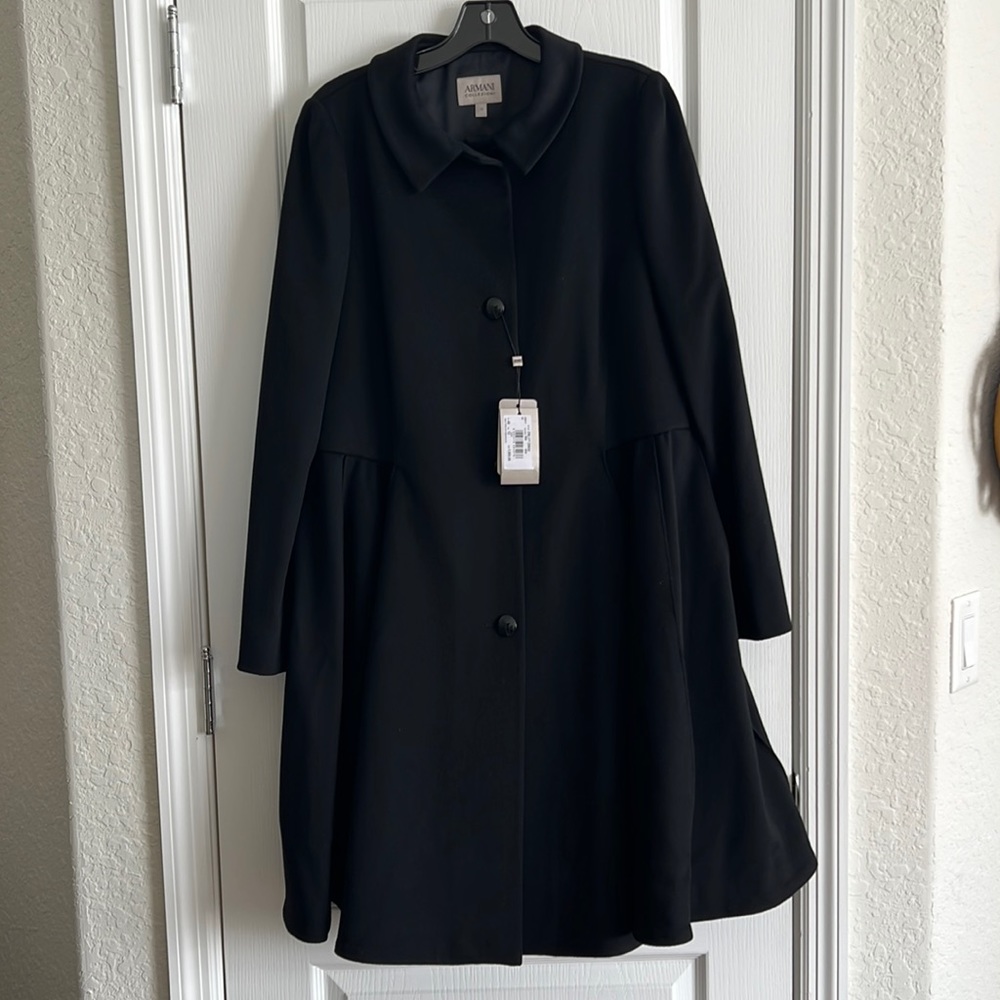 Brand New with Tags Armani Black Swing Coat with Pockets